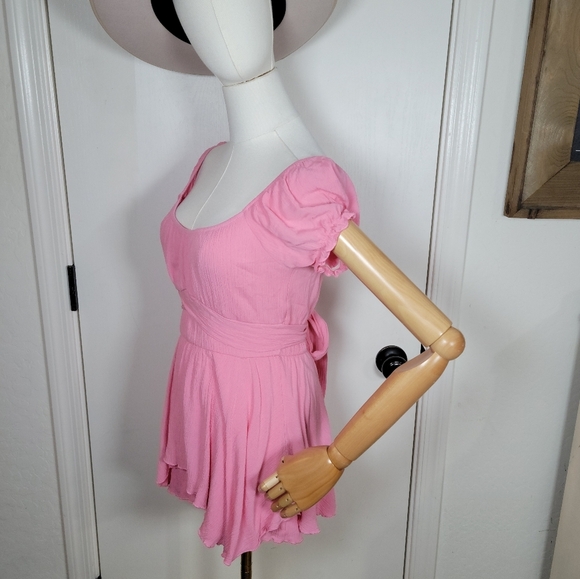 Altar’d State Blush Pink Boho Romper Puff Sleeve Summer Flowy Fit Size S - Picture 4 of 10